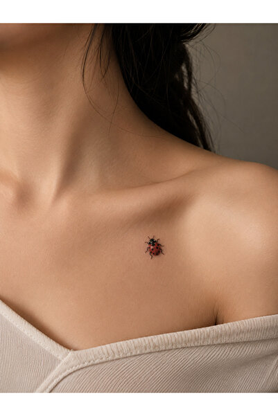 Genel Markalar Minimal Uğur Böceği Geçici Dövme | Tiny Tattoo Gerçekçi Tasarı...
