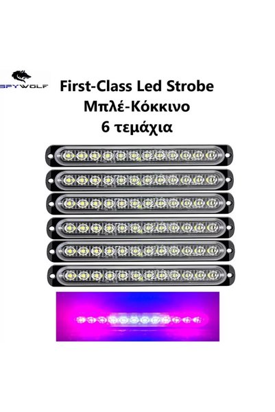OEM Spywolf First-Class LED Strobe Φαναράκι Όγκου Κόκκινο-Μπλε 12LED 12/24V 6...