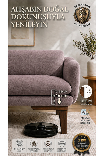 LEGORA WOOD DESIGN 16 cm Küt Ahşap Mobilya Ayağı Gürgen Koltuk Baza TV Ünites...