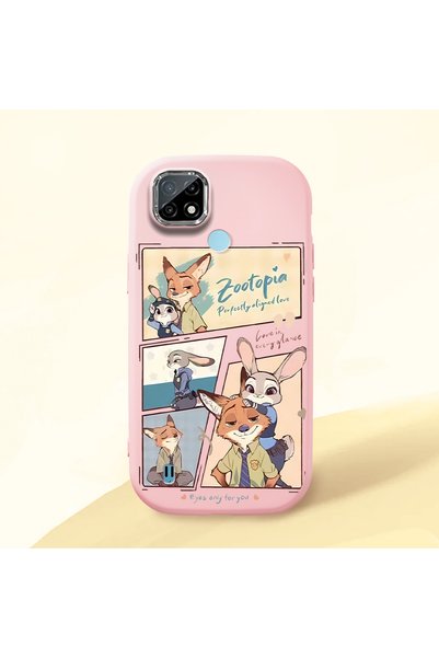 ucuc Realme C21 Compatible Shock-Absorbing Camera Protected Pink Silicone Case