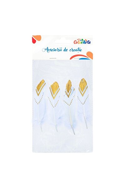 MC Micostore Accesorii creatie - pene cu sclipici, 18-21cm, set 4 buc, Colora...