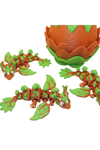Eva Prints Set Ou Dragon Padure cu Mini Dragon Articulat Printat 3D in Romania, Forest Guardian, Cadou pentru Colectionari
