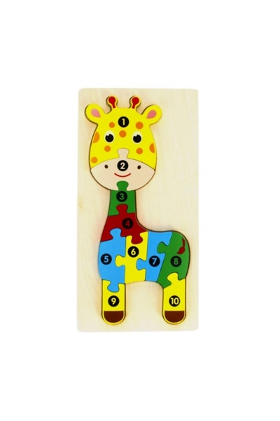 MC Micostore Jucarie bebelusi din lemn - puzzle girafa, multicolor - MegaCrea...