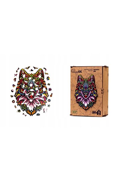 PuzzleOK Puzzle din lemn, , Model Lup, 73 piese, 6+ ani, 21 cm x 15 cm x 7 cm...