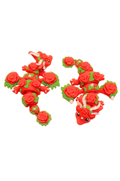 Eva Prints Set Ou Dragon Trandafiri Cu Mini Dragon Articulat, Figurina Printata 3D in Romania, Cadou Colectie Fantasy, Decor Floral