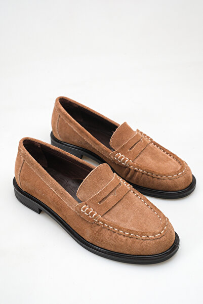 Ayakkabı Delisiyim Camel Color Genuine Leather Women's Loafer Shoes Non-Slip ...