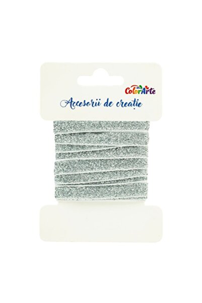 MC Micostore Accesorii creatie - panglica decorativa, argintie cu sclipici, 1...