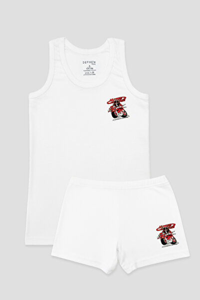 Defne Baby Boys' Premium Cotton Patterned Combed Cotton Undershirt & Boxer Set