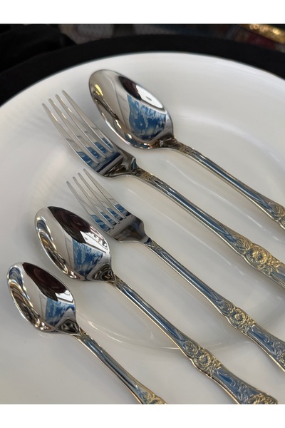 LOKMAN ZÜCCACİYE SHOWROOM 60 Piece 12 Person 18/10 Stainless Steel Gold Detai...