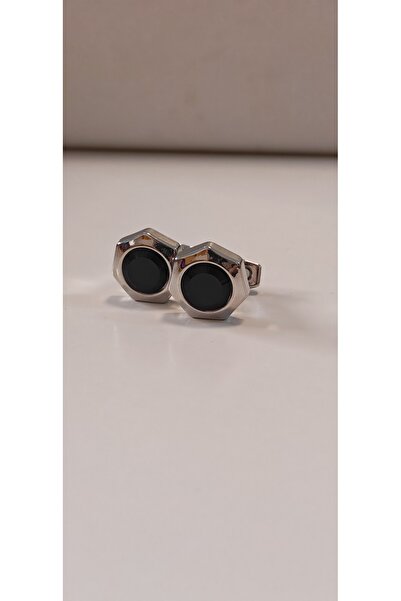Mnarat Alfanar Silver Hexagonal Design Black Stone Men's Casket