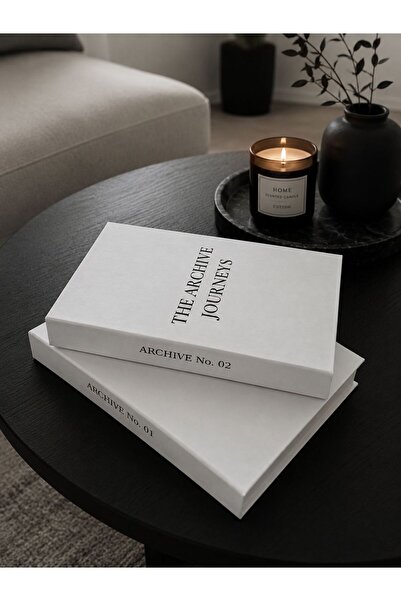 ADA OFİS KIRTASİYE 2'li Dekoratif Kitap Kutu Seti İnce Dergi The Archive Memo...