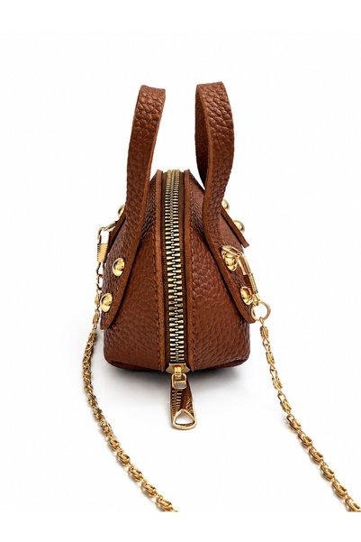 BGT STUDIO Mini Aura Chain Strap Mini Shoulder Bag Faux Leather Zippered 12X8 cm (8 Colors)