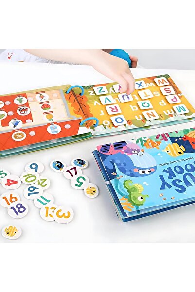 VALAE Carte educativă cu autocolante, VALA ®   Carte de activități, Model cu animale marine, 10 pagini