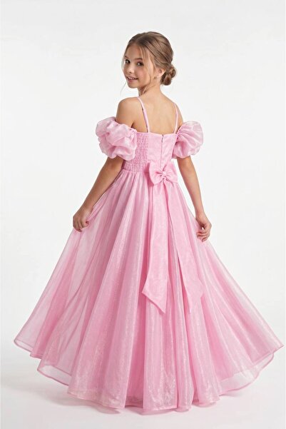 ABİYEKİDS Sparkly Carolin Fabric Flared Children's Evening Dress Graduation G...