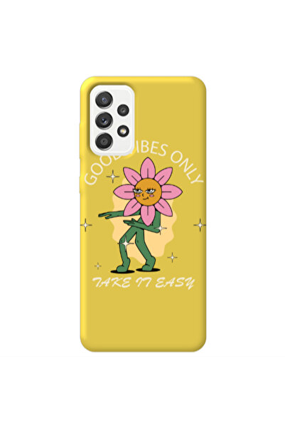 Other Samsung A52 Good Vibes Only Yellow Colored Silicone TPU Θήκη