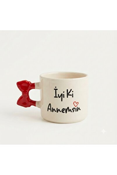 PALTO TASARIM You Are My Mom Handmade Cream Shiny Ribbon Handle Mug - Handcra...