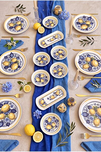 ALİNA HOME Mist 14 Piece 6 Person Ceramic Breakfast Set, Breakfast Set