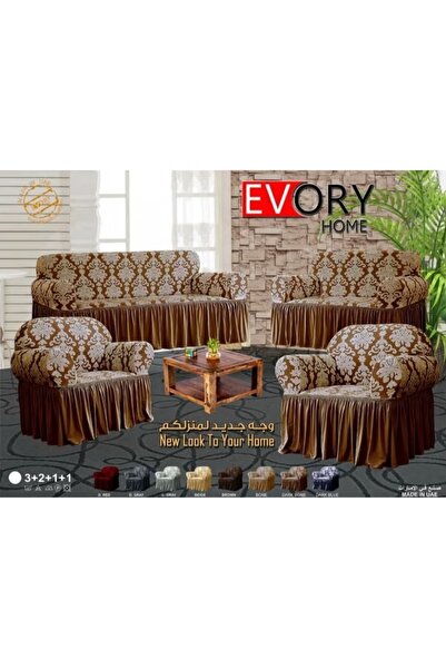 Evory Home Sofa Cover Jacquard 4 Pieces Set of 7 Seater (3+2+1+1) Slip Resist...