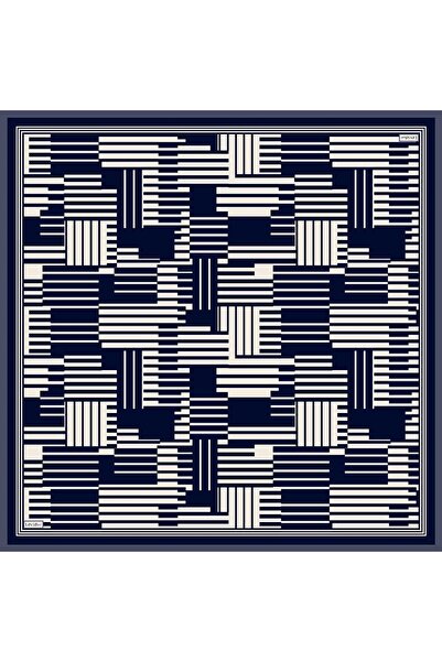 Levidor Navy Blue Three-Line Twill Silk Scarf