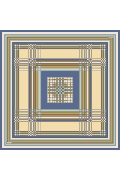 Levidor Indigo Plaid Pattern Twill Silk Scarf