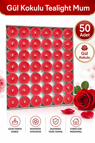 Arkhelais Tealight Mum Gül Kokulu Kırmızı – Dekoratif Mum, Kokulu Tea Light M...