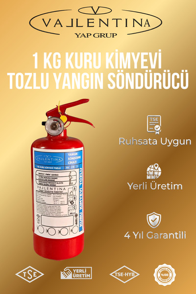 VALLENTİNA 1 KG YANGIN SÖNDÜRME CİHAZI TSE-HYB/CE BELGELİ (TÜVTÜRK ONAYLI)