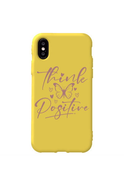 Other Apple iPhone Xs Max Think Positive Yellow Colored Silicone TPU Θήκη
