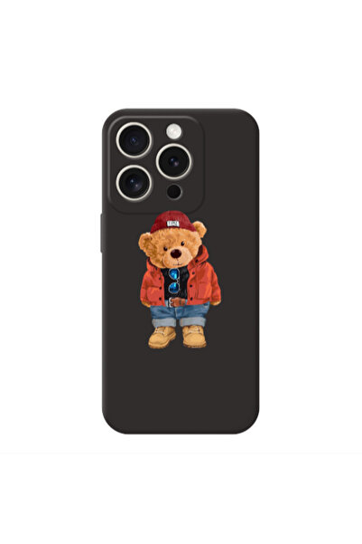 Other Apple iPhone 15 Pro Max Bear in a hat Black Colored Silicone TPU Θήκη