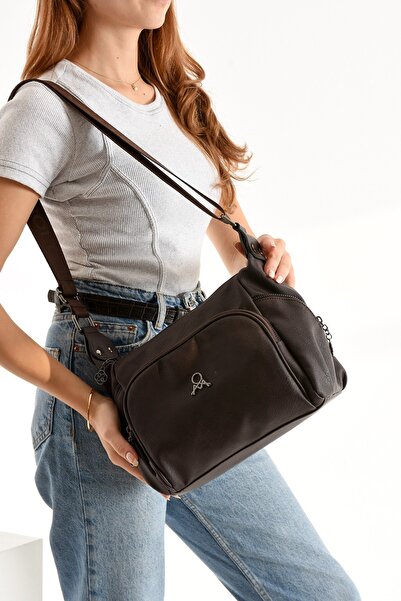 Teal Collection Women's Shoulder Bag Multi-Compartment Faux Leather Zippered ...