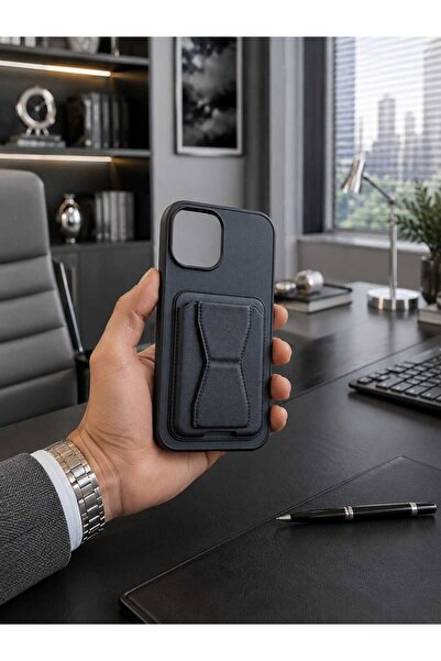 Case I PHONE 13 I PHONE 14 Uyumlu Siyah Premium Deri Kartlıklı Telefon Kılıfı...