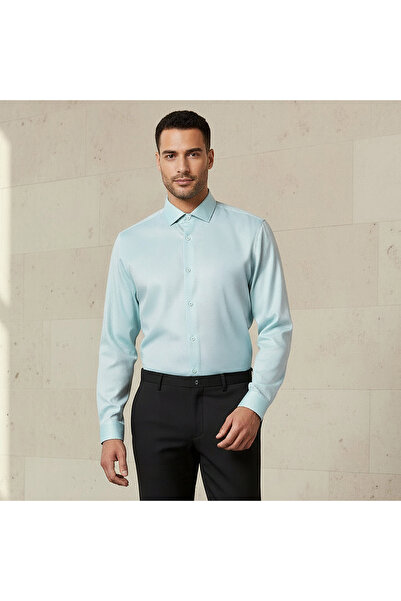 FAV Men Slim Fit Spread Collar Textured Long Sleeve Shirt