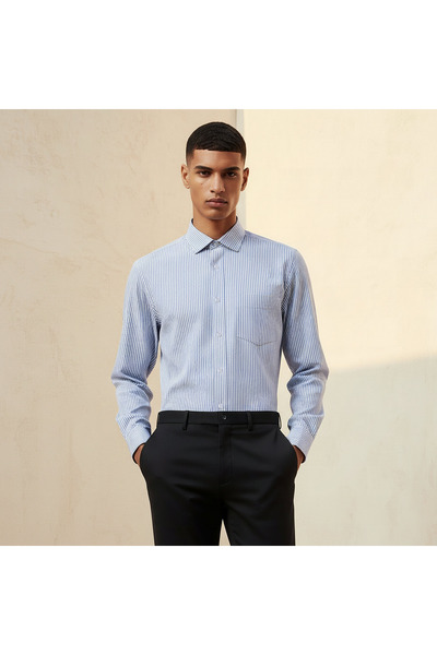 FAV Men Regular Fit Collared Striped Long Sleeves Shirt