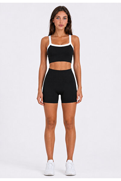 Formactive Piping Detailed Bustier and Gathering Seamless Shorts Set