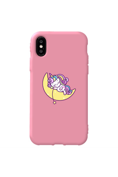 Other Apple iPhone Xs Sleeping horse Pink Colored Silicone TPU Θήκη