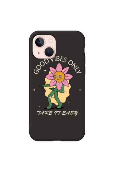 Other Apple iPhone 13 Good Vibes Only Black Colored Silicone TPU Θήκη