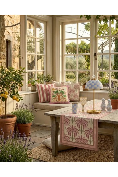white rabbit home غطاء وسادة بوهيمي مكون من قطعتين بتصميم النمر وتفاصيل على شكل نخيل