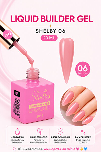 SHELBY Nude Liquid Builder Gel 20 ml TPO Free UV/LED Profesyonel Sıvı Builder...