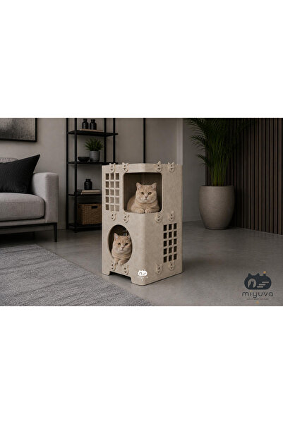 MİYUVA Keçe Kedi Evi – Demonte, Yıkanabilir, Taşınabilir Kedi Kulübesi –Ketok...