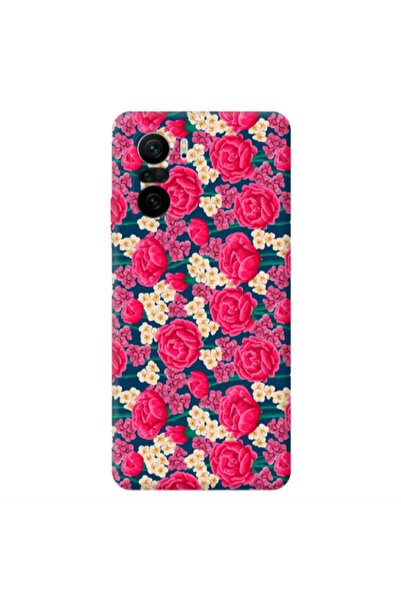 Other Xiaomi Poco F3 Red and pink Flowers Transparent Silicone TPU Θήκη