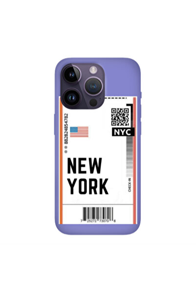 Other Apple iPhone 14 Pro New York NYC Purple Colored Silicone TPU Θήκη