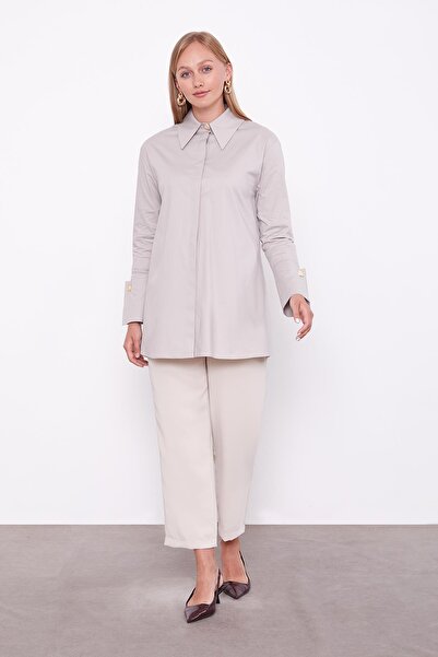 Levidor Stone Brooch Button Detailed Shirt