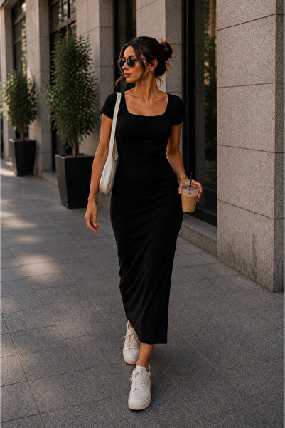 get crazy collection Square Collar Slit Dress