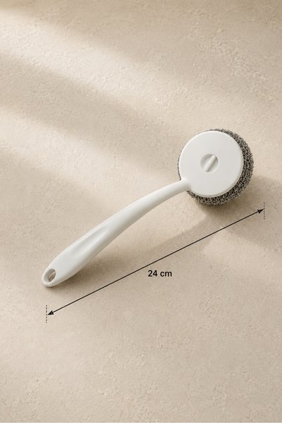 Şahane Pazar Wire Cleaning Brush with Handle Dishwashing Pot Pan Sink Scrubbing Brush Replaceable Head Shn-3082