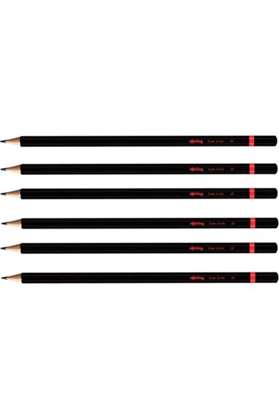 Rotring 2B Exam Pencil Set of 6, Black, 7.5 cm