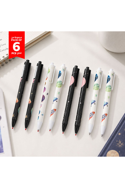 Midi 8-Piece Set of Space-Themed Click Ink Pens in Multiple Colors