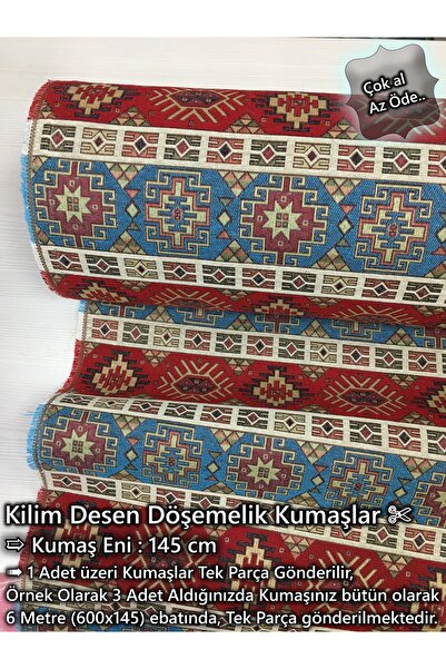 Renk Tekstil Anatolia Etnik Dokuma Kilim Şark Desenli Kumaş - Döşeme - Minder...