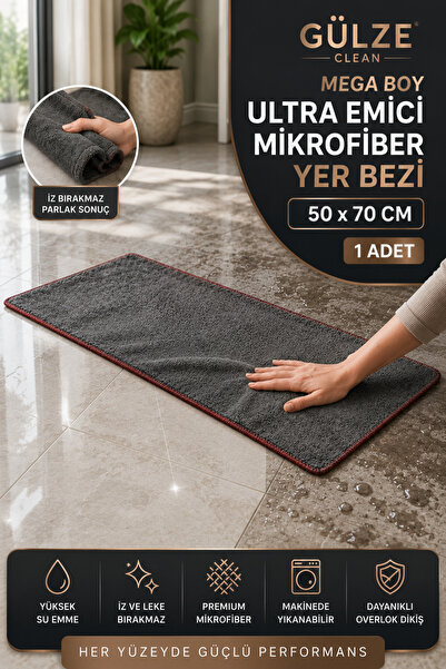 GÜLZE (1 Piece) Mega Size Ultra Absorbent Microfiber Floor Cloth 50X70 cm (Ul...