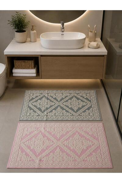 bornoz dünyası 2 Pieces of 100% Cotton Natural Foot Towels and Mats