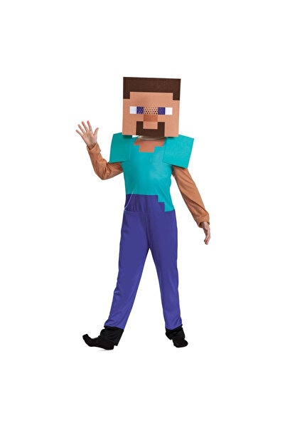Arpex , Costum copii din textil cu masca, Steve Minecraft, Multicolor, M