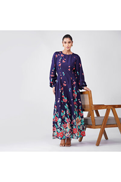 LINELLE Blue Patchwork Ombre Maxi Dress